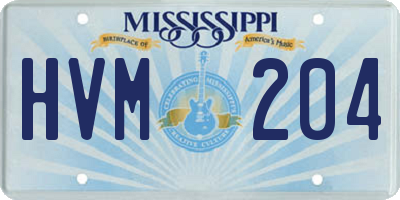 MS license plate HVM204