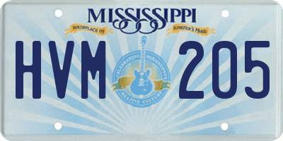 MS license plate HVM205