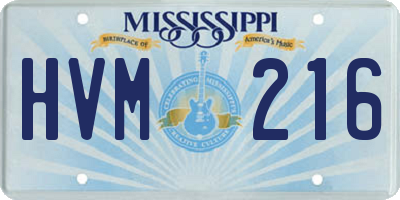 MS license plate HVM216