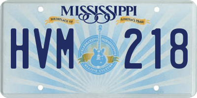MS license plate HVM218