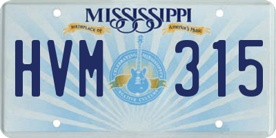 MS license plate HVM315