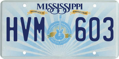 MS license plate HVM603