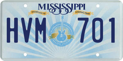 MS license plate HVM701