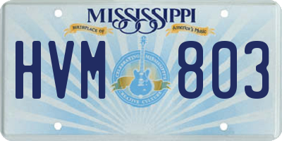 MS license plate HVM803