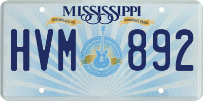 MS license plate HVM892