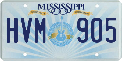MS license plate HVM905