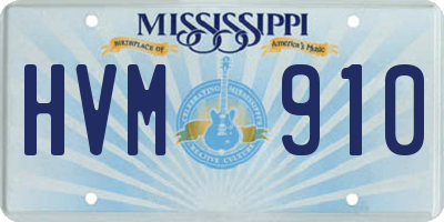 MS license plate HVM910