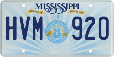 MS license plate HVM920