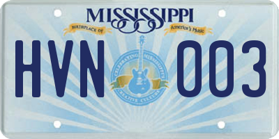 MS license plate HVN003