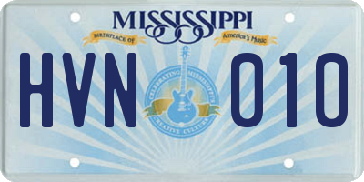 MS license plate HVN010