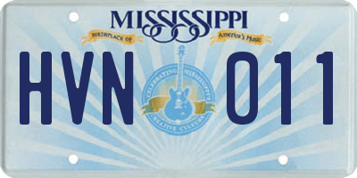 MS license plate HVN011