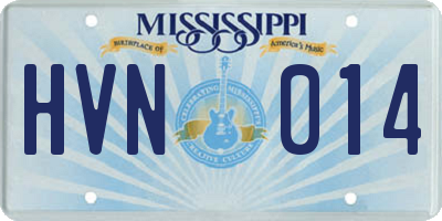 MS license plate HVN014