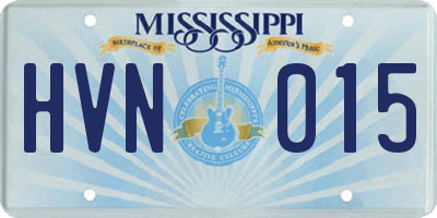 MS license plate HVN015