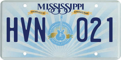 MS license plate HVN021