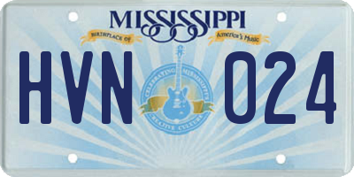 MS license plate HVN024