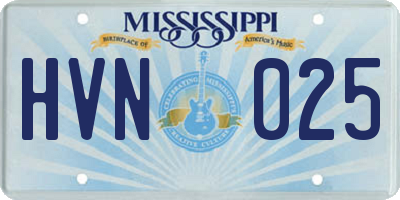 MS license plate HVN025
