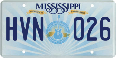 MS license plate HVN026