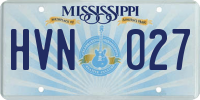 MS license plate HVN027