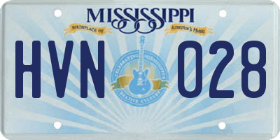 MS license plate HVN028