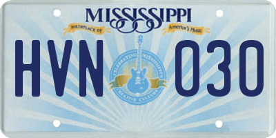 MS license plate HVN030