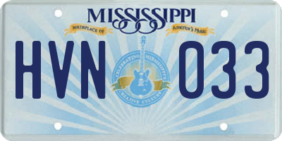 MS license plate HVN033