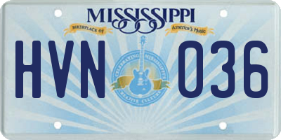 MS license plate HVN036