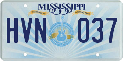 MS license plate HVN037
