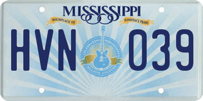 MS license plate HVN039
