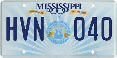 MS license plate HVN040
