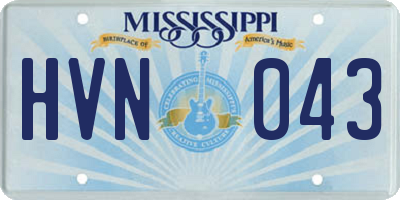 MS license plate HVN043