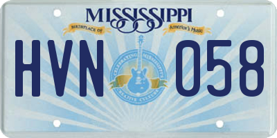 MS license plate HVN058