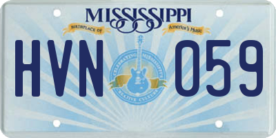 MS license plate HVN059