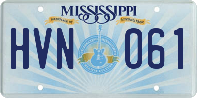 MS license plate HVN061