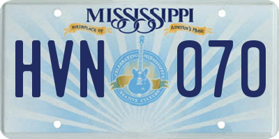 MS license plate HVN070