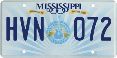 MS license plate HVN072