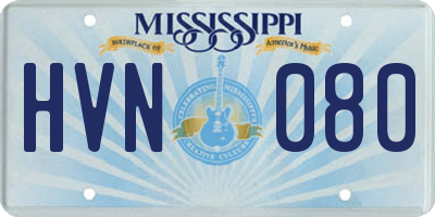 MS license plate HVN080