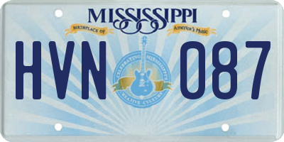 MS license plate HVN087