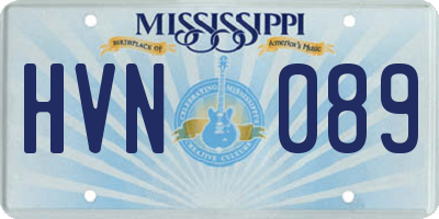 MS license plate HVN089
