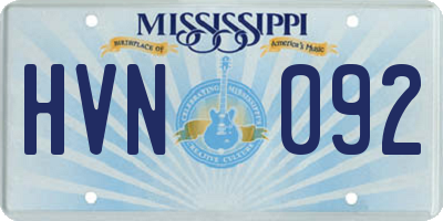 MS license plate HVN092