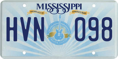MS license plate HVN098