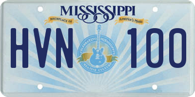 MS license plate HVN100