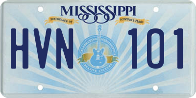 MS license plate HVN101