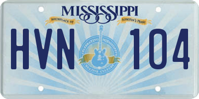 MS license plate HVN104