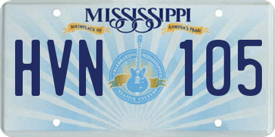 MS license plate HVN105