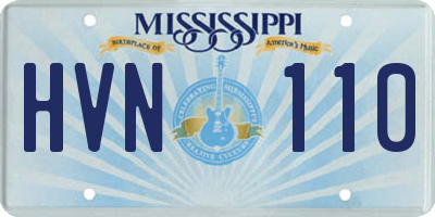 MS license plate HVN110