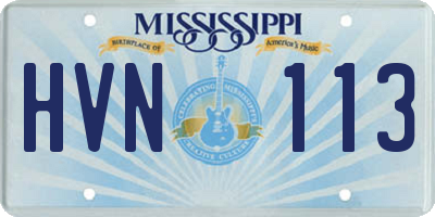 MS license plate HVN113