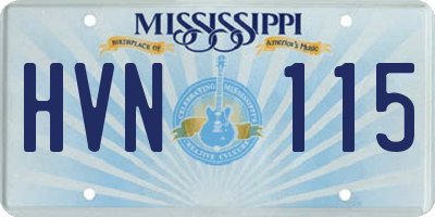 MS license plate HVN115