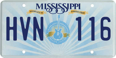 MS license plate HVN116