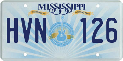 MS license plate HVN126