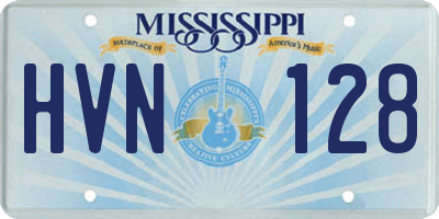 MS license plate HVN128